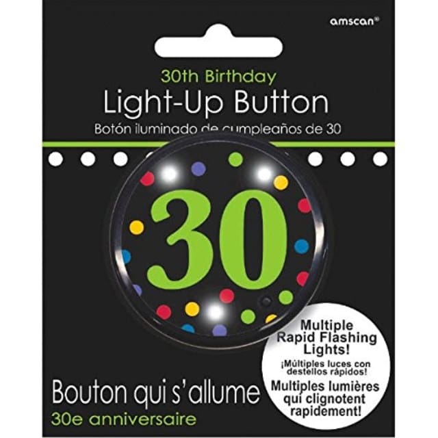 340059 BUTTON 30TH LIGHT UP
