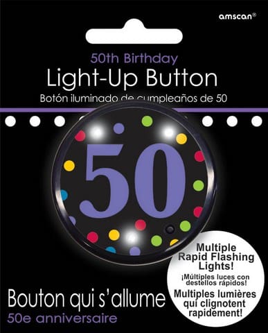 340060 ***BUTTON 50TH LIGHT UP