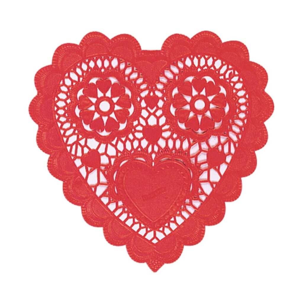 14360.07 DOILIES 6 HEART - RED