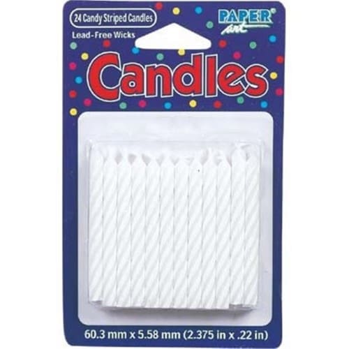 80010034 STRIPED CANDLE WHITE