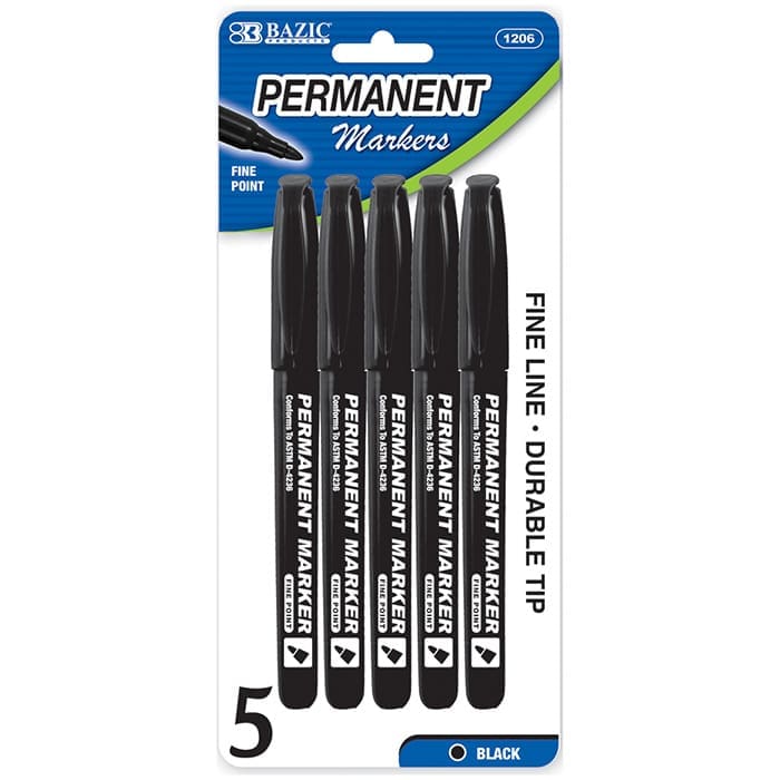 1206 fine tip marker black 5pk