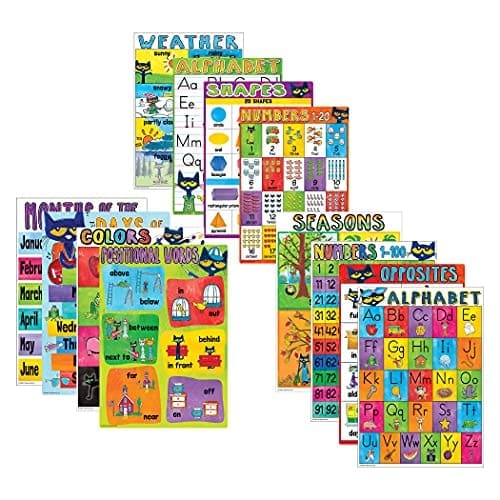 62002 pete the cat early learning small poster