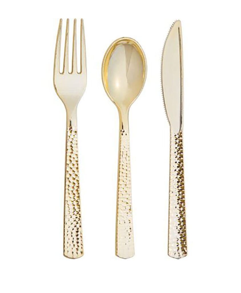 339403 CUTLERY ASST GOLD HAMMERED